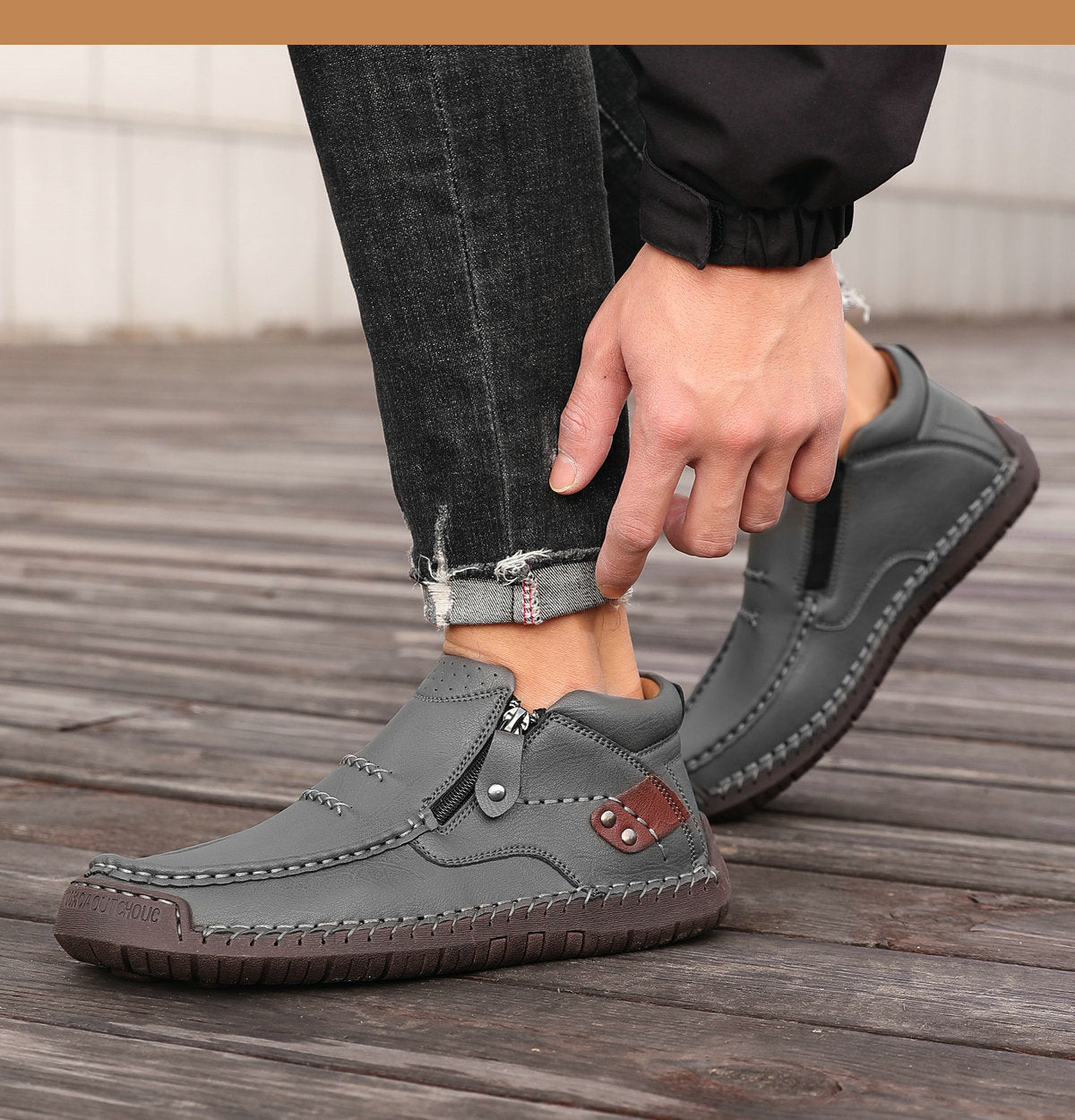 👞【38-48】Muške ručno izrađene vozačke čizme od prave kože - široki prsti, potpora za svod stopala