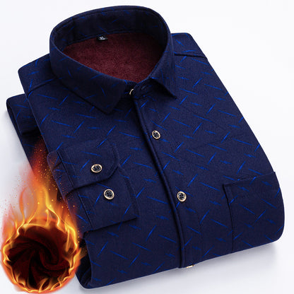 👔【L-5XL】La nueva camisa térmica de terciopelo de doble cara para hombre de otoño e invierno está de moda y es versátil.