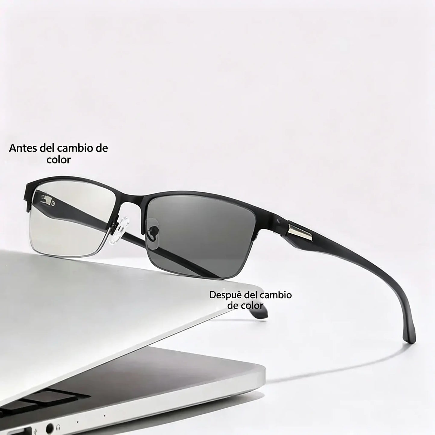 Nuevas gafas de lectura semial-aire para adultos de mediana y avanzada edad, que combinan características de enfoque variable, multifocalidad, fotocromía y protección contra la luz azul.