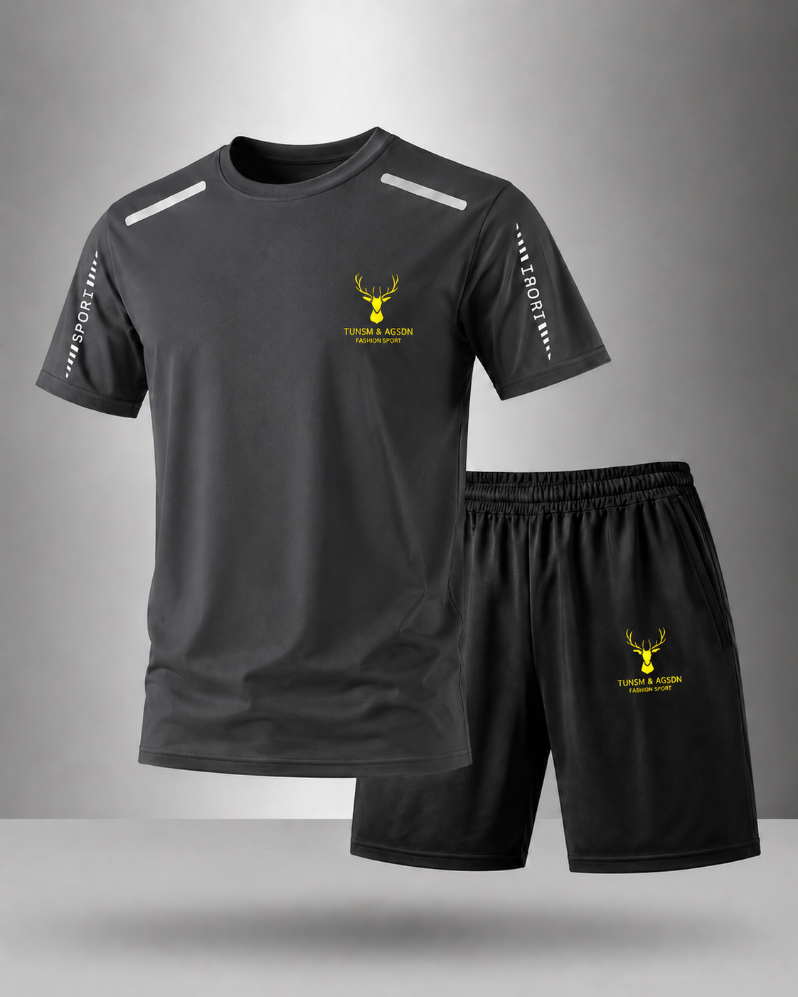 【Pago contra entrega】Conjunto deportivo de verano para hombre en seda helada: camiseta de manga corta de secado rápido y pantalones cortos.