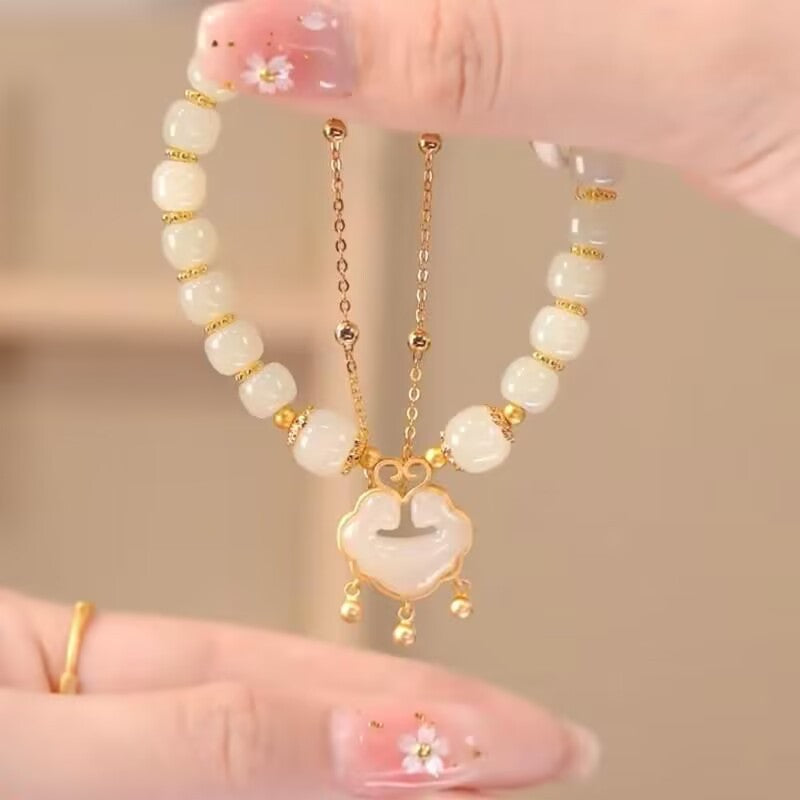✨【Oferta por tiempo limitado】Nueva pulsera de jade hetiano en oro de 14 quilates