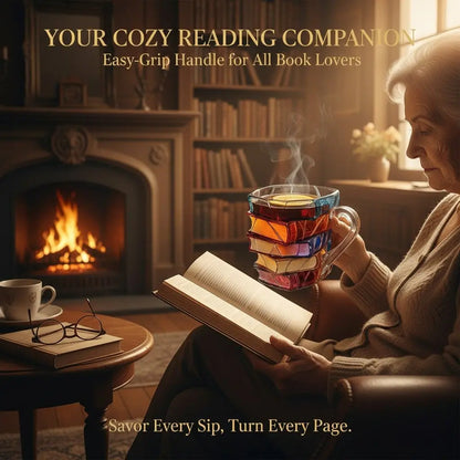 【50 % de descuento por tiempo limitado】📚 Taza de café pintada en 3D con forma de libro.