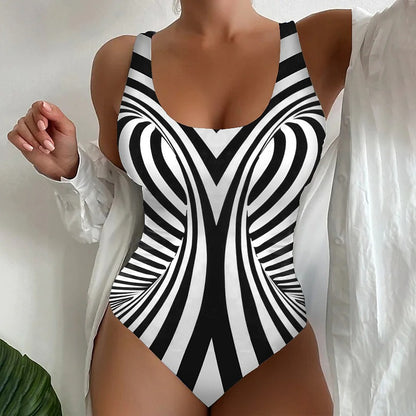 🥰【Časově omezená speciální nabídka, snížení ceny】🔥🔥【S~6XL】Unikátní pruhované jednodílné plavky