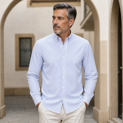 🔥👕【M-5XL】Camisa de negocios de rayas para hombre de manga larga 2026