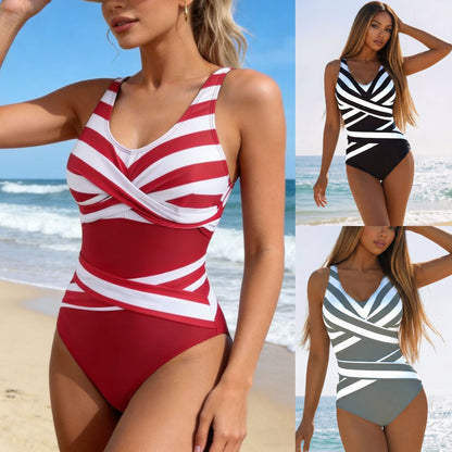 🥰【Utolsó nap – 50% kedvezmény】🔥【S-2XL】Egyedi csíkos egyrészes fürdőruh