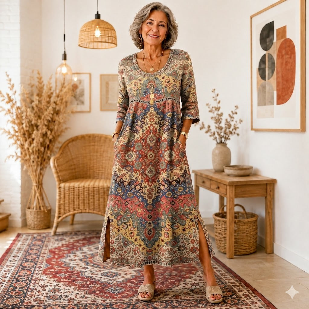 👗【Último día: 50% de descuento】Vestido estampado para mujer, ligero y transpirable.