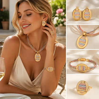 📢📢 ¡50% de descuento! ⏰ Exquisito conjunto de joyas de cuatro piezas con pedrería - Envío gratis - Pago contra entrega