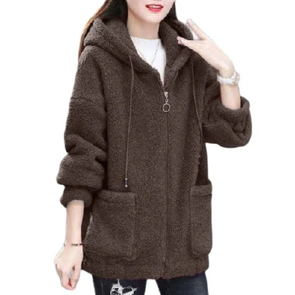 🔥✨【M-4XL】Abrigo con capucha de lana de felpa para mujer, nueva moda de invierno 2026