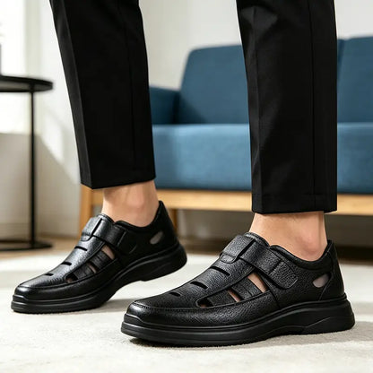 【40-45】Sandalias de verano para hombre de piel auténtica: Excelente transpirabilidad y muy cómodas de llevar.