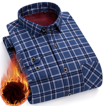 👔【L-5XL】La nueva camisa térmica de terciopelo de doble cara para hombre de otoño e invierno está de moda y es versátil.
