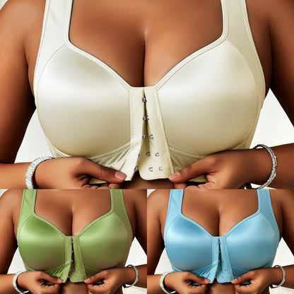 😍👙【Paquete de 3 piezas】【40-100 kg】Sujetador de mujer sin aros con cierre frontal