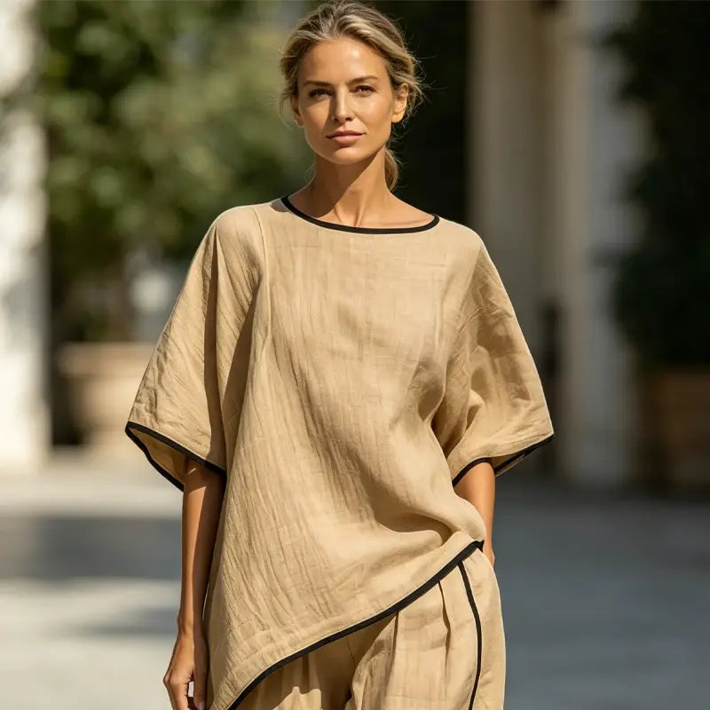 🔥Conjunto informal de verano de 2 piezas: material ultratranspirable, corte holgado que absorbe el sudor, tallas S-5XL.