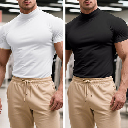 🎁✨ 【Compre 1 y obtenga 1 gratis】Camiseta absorbente transpirable con cuello semialto para hombre