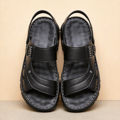 🐂【38-47】Nuevas sandalias de playa de cuero con suela gruesa para hombre