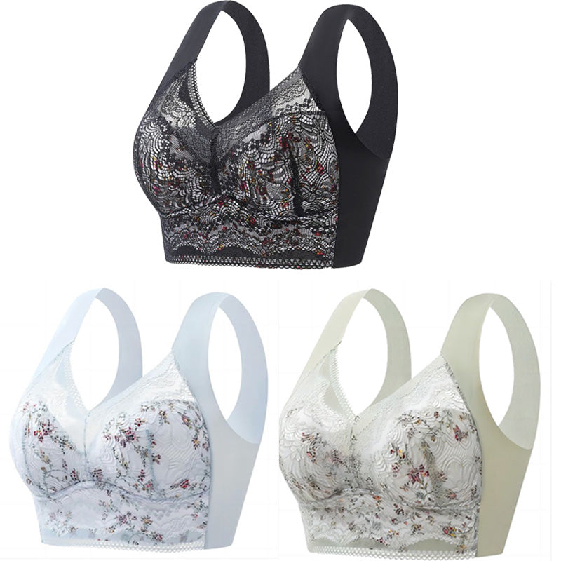 🔥【3 piezas】💕【40kg-100kg】🎁Sujetador de talla grande de seda de hielo sin costuras, transpirable y ajustable