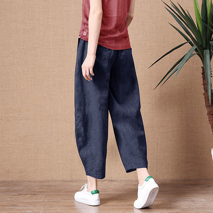 💥🔥【S-5XL】✨💕 Dámské módní ležérní kalhoty s vysokým pasem, vyrobené z čisté bavlny