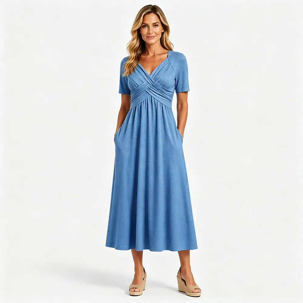 💟【50% DE DESCUENTO】【S-3XL】Vestido casual midi de color liso