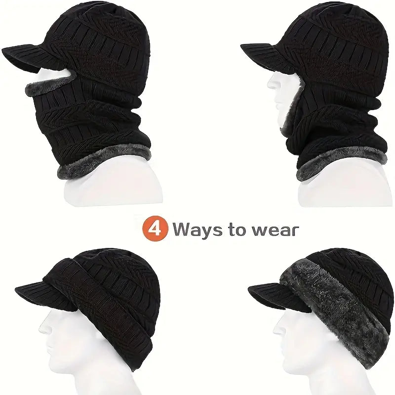 🔥Gorro de lana grueso de una sola pieza, resistente al viento, para exteriores