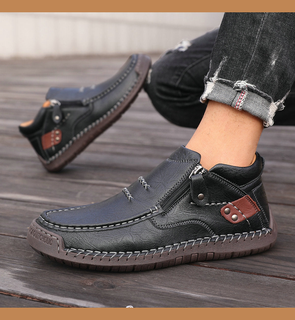 👞【38-48】Muške ručno izrađene vozačke čizme od prave kože - široki prsti, potpora za svod stopala