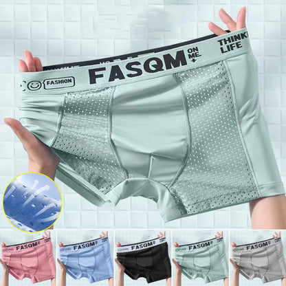 【Compre 3 y obtenga 3 gratis】【L-4XL】Calzoncillos bóxer de malla transpirable de seda helada para hombre