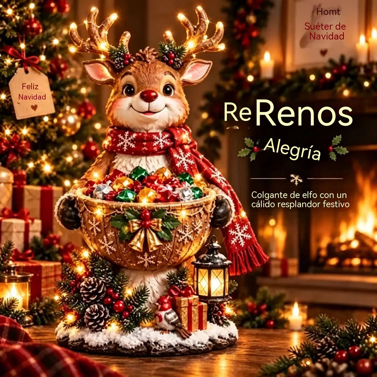 🎄 ¡Ofertas navideñas! ✨ Serie de luces navideñas y cuencos para dulces: 5 diseños con temática navideña.