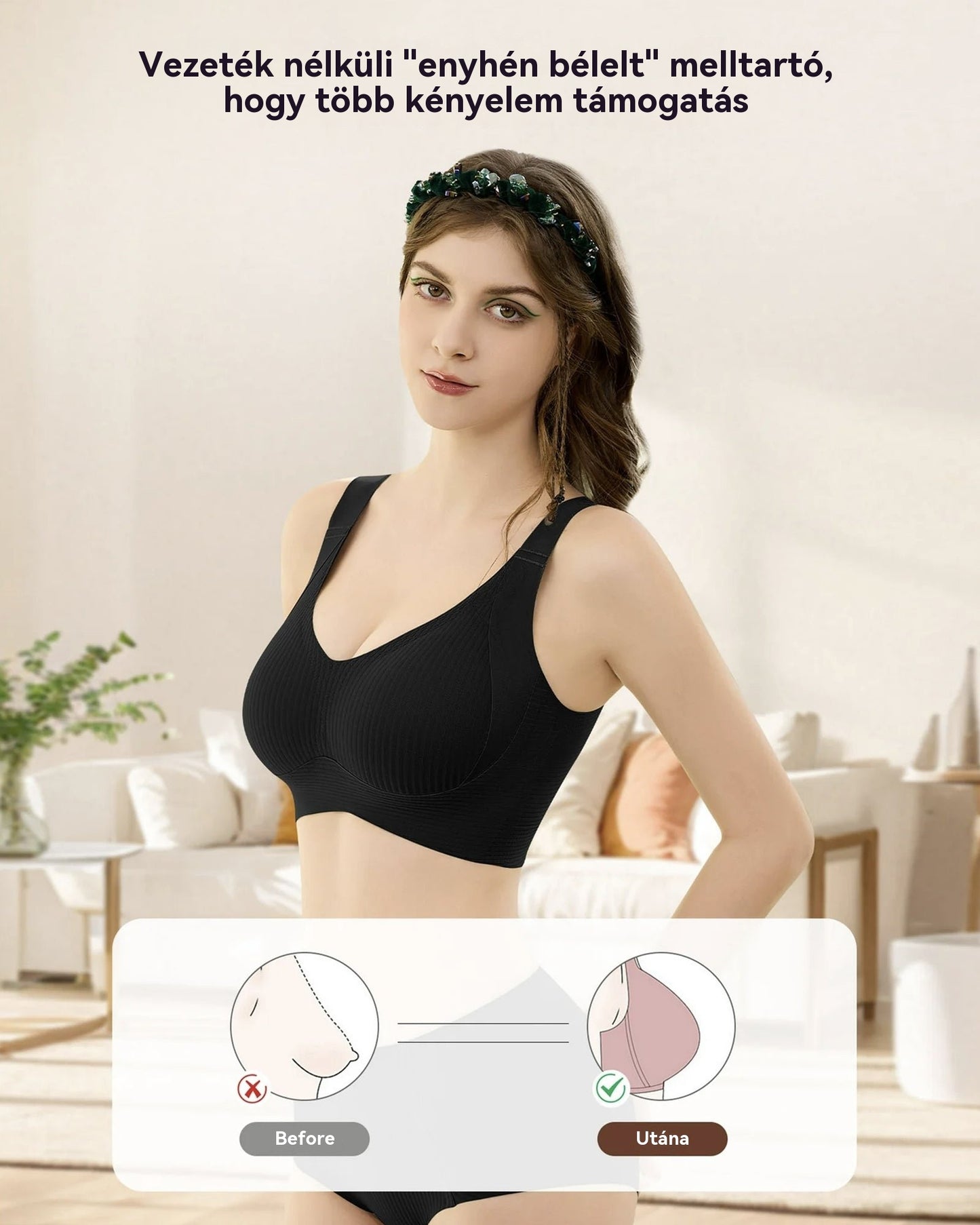 😍【4 db-os csomag】Női egyrészes, vezeték nélküli melltartó❤️【40-95 kg】