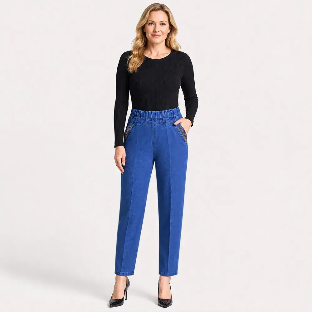 1 pieza 32 euros 📏【L-5XL】Nuevos jeans de mujer de alta elasticidad, transpirables y cómodos, corte ajustado, fáciles de combinar