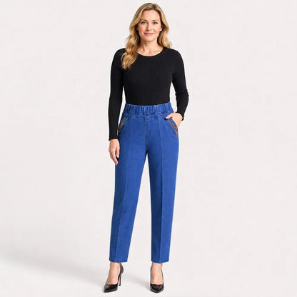 1 pieza 32 euros 📏【L-5XL】Nuevos jeans de mujer de alta elasticidad, transpirables y cómodos, corte ajustado, fáciles de combinar
