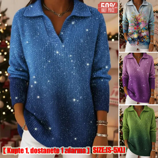 🔥【S-5XL】Pleteni džemper s uzorkom gradijenta i sanjivim zvjezdanim nebom