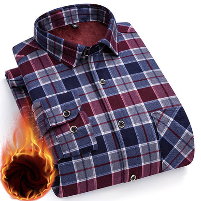 👔【L-5XL】La nueva camisa térmica de terciopelo de doble cara para hombre de otoño e invierno está de moda y es versátil.