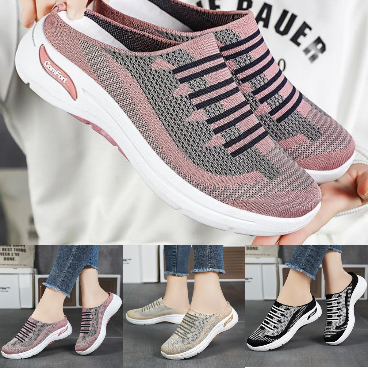【36-41】🔥Última oferta: 50% de descuento en zapatillas de malla sin cordones, cómodas y ligeras para mujer.