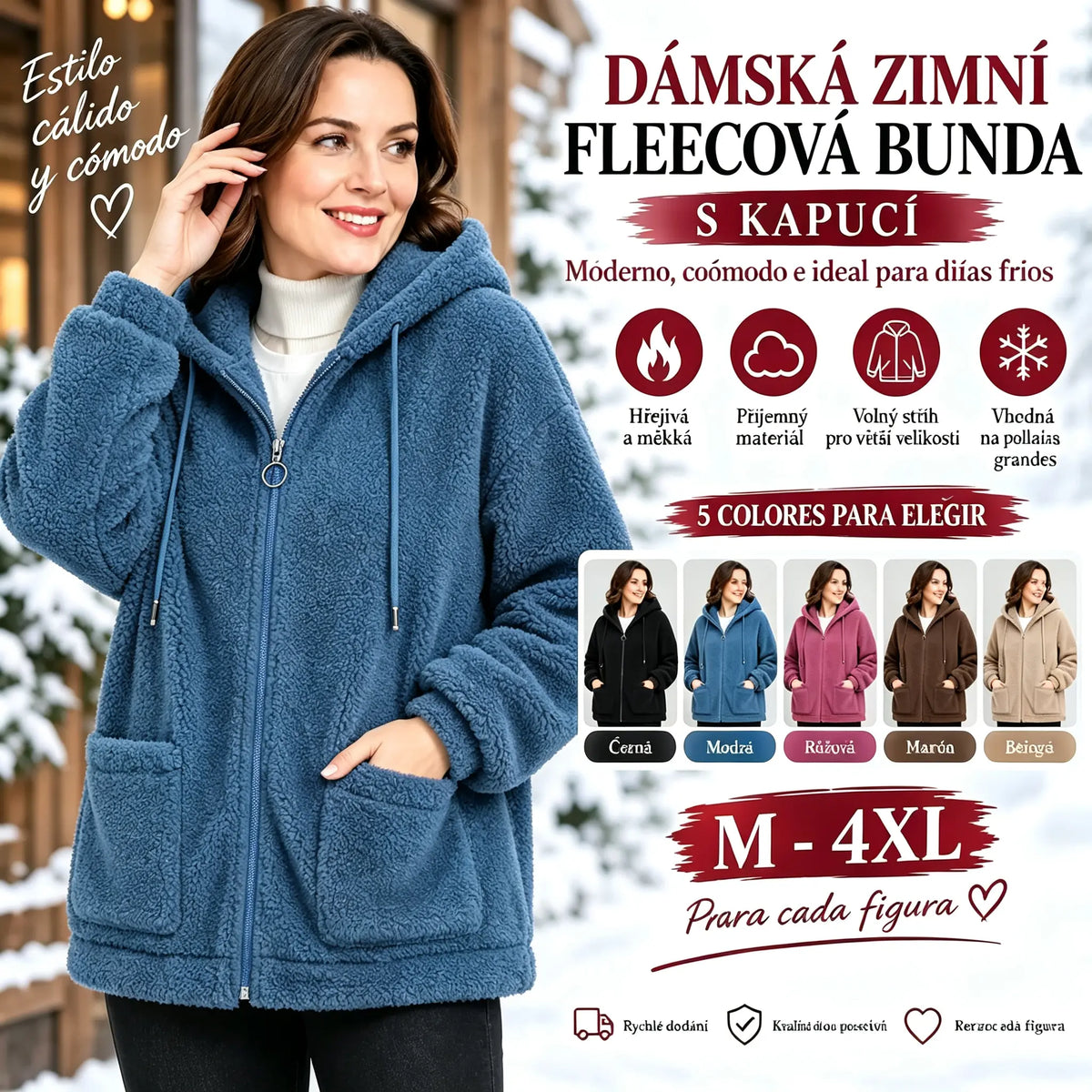 🔥✨【M-4XL】Abrigo con capucha de lana de felpa para mujer, nueva moda de invierno 2026
