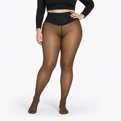 ✨【XS-3XL / 4 colores】 Leggings con forro polar y efecto semitransparente; diseño con una única costura en la parte delantera y trasera. Son leggings semitransparentes que funcionan como capa base.