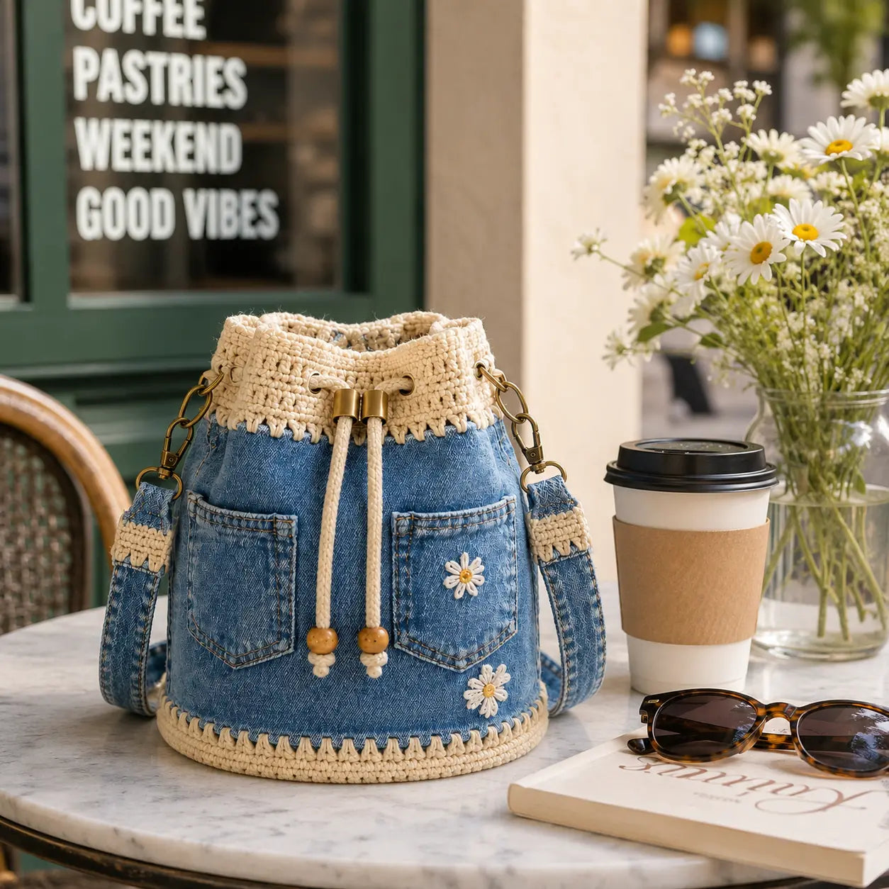 Bolso de mezclilla trenzada estilo boho que complementará cualquier atuendo ✨