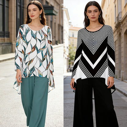 ⏳Oferta por tiempo limitado⏰【50-120 kg】👚Traje casual holgado de mujer con estampado de lunares