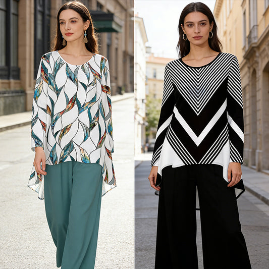 ⏳Oferta por tiempo limitado⏰【50-120 kg】👚Traje casual holgado de mujer con estampado de lunares