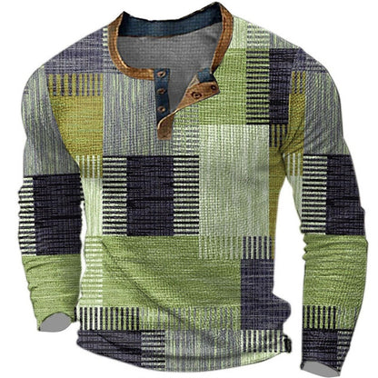 🎁😍[Oferta por tiempo limitado] 👔[S-4XL] Camiseta estampada de manga larga para hombre