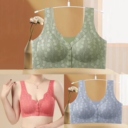 💖💖😍😍【49% de descuento】【Paquete de 3】Sujetador sin aros para mujer, cierre frontal ❤️【40-100 kg】