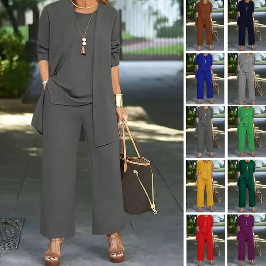 🧥【S-5XL】 Elegante conjunto de 3 piezas para mujer con corte holgado🍂