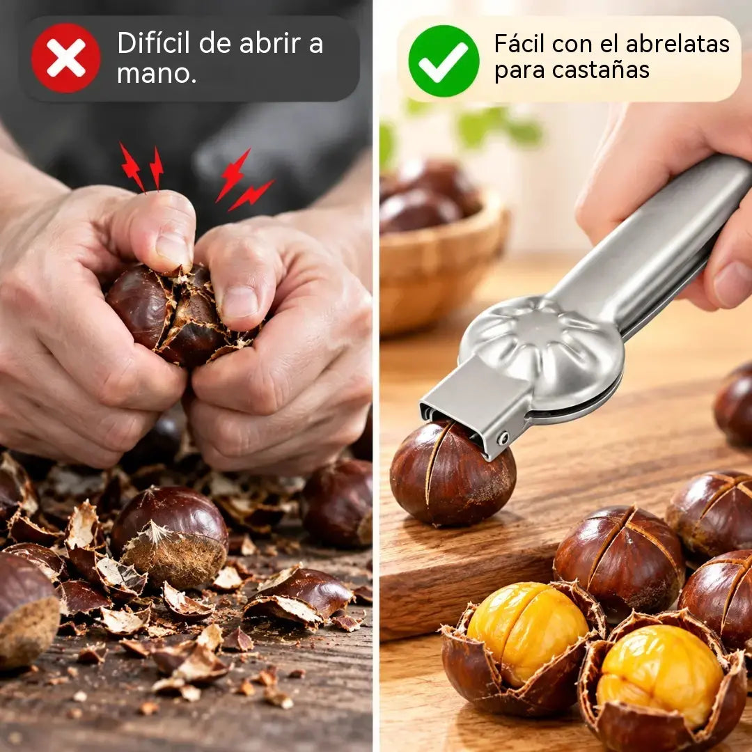 👍🌰Abrecastañas de acero inoxidable – Cortador de castañas fácil y rápido