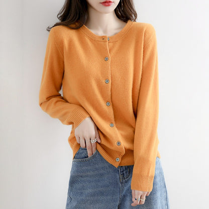 【40-80 kg】Cárdigan de punto de cachemir liso y casual para otoño-invierno 2026