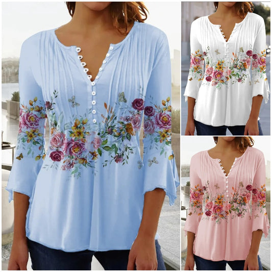 🔥👍【Oferta por tiempo limitado】【S-5XL】✨Camiseta de cuello en V para mujer de nueva moda de primavera 2026