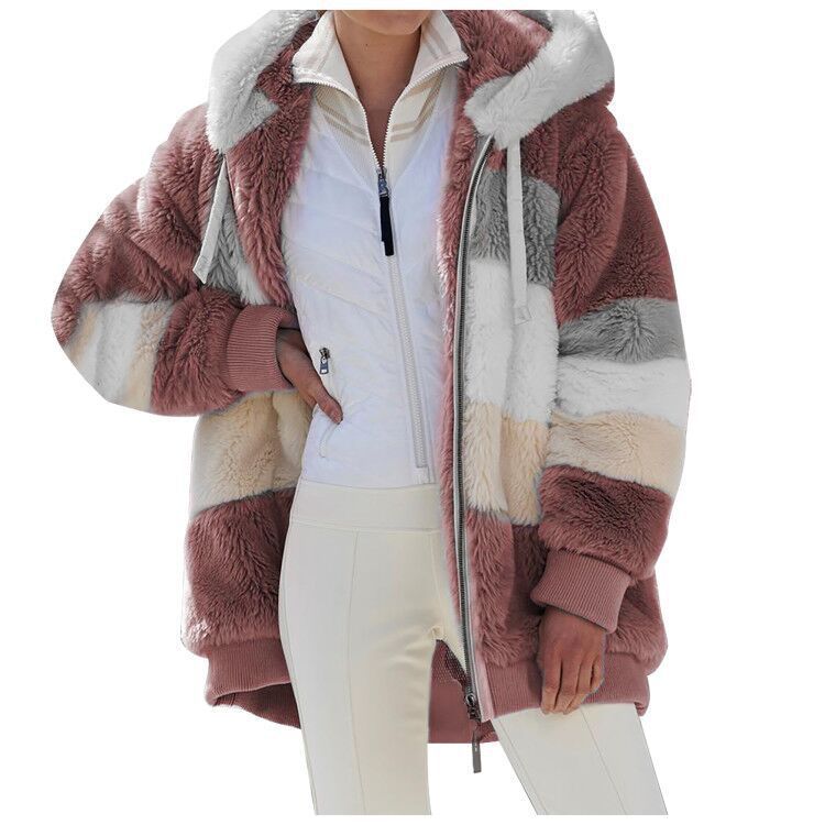 ☃️Oferta limitada, 35% de descuento❄️【S-5XL】Nueva chaqueta de invierno para mujer 2026, gruesa con franjas de felpa