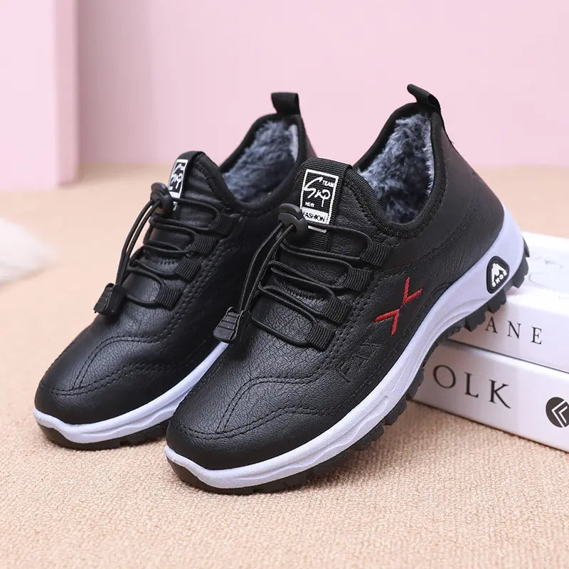 👢✨Un par de zapatos con un precio de 35 euros [tallas 35-41] son zapatos de caminar nuevos para mujer de otoño e invierno, hechos de cuero genuino, elaborados a mano y forrados con felpa de algodón.