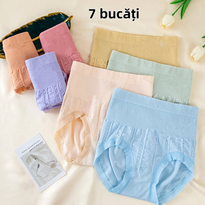 🔥【7 piezas】🌈Bragas antibacterianas con control de barriga de cintura alta