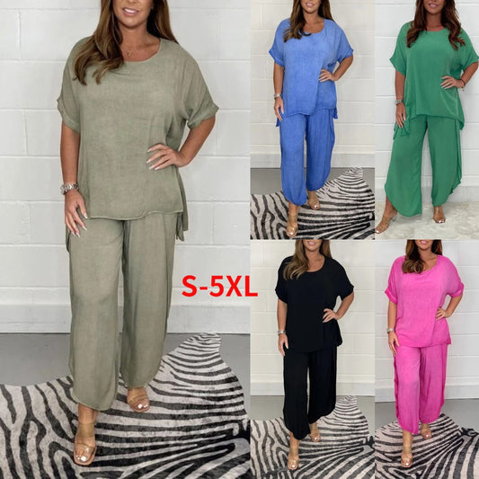 💃💃【S-5XL】 Traje casual de talla grande para mujer 2026 【Top + Pantalones】