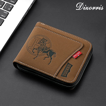 🔥🔥【Compre 1 y obtenga 1 gratis】Nueva y elegante cartera corta con cremallera de estilo retro para hombre.