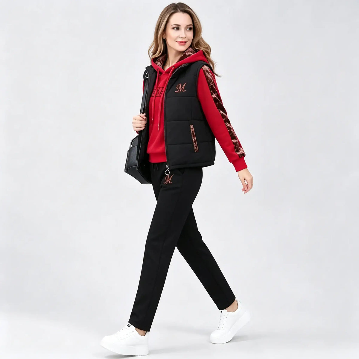 🔥🔥Elegante conjunto cálido de 3 piezas para otoño e invierno【Top + Chaleco + Pantalones】