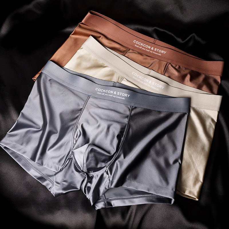 🔥😎【50% de descuento】Bóxers para hombre 10A con entrepierna antibacteriana, Ropa interior transpirable, suave y sin costuras de seda helada, Ropa interior de satén de lujo