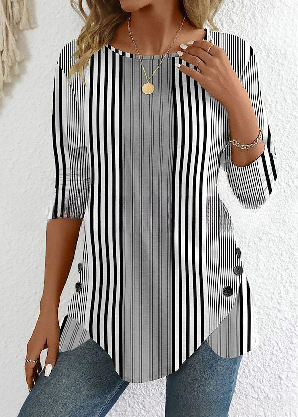 🔥【38% de descuento por tiempo limitado】【S-3XL】Nueva blusa estampada a rayas de primavera para mujer